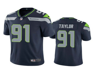 Men's Seattle Seahawks #91 Darrell Taylor Navy 2020 NFL Draft Vapor Limited Jersey