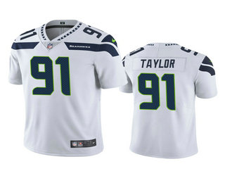 Men's Seattle Seahawks #91 Darrell Taylor White 2020 NFL Draft Vapor Limited Jersey