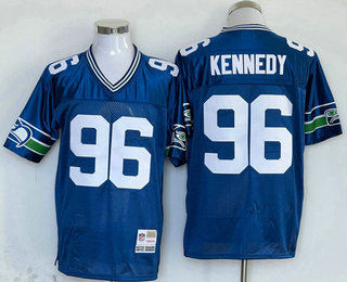 Men's Seattle Seahawks #96 Cortez Kennedy Royal Blue Throwback Jersey