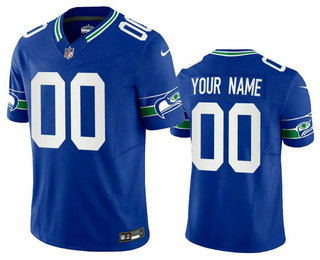 Men's Seattle Seahawks  Active Player Custom Blue 2023 FUSE Vapor Limited Throwback Stitched Jersey