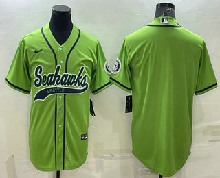 Men's Seattle Seahawks Blank Green With Patch Cool Base Stitched Baseball Jersey