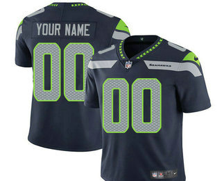 Men's Seattle Seahawks Custom Vapor Untouchable Navy Blue Team Color NFL Nike Limited Jersey