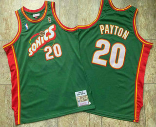 Men's Seattle Supersonics #20 Gary Payton 1995-96 Green Hardwood Classics Soul AU Throwback Jersey