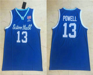 Men's Seton Hall Pirates #13 Myles Powell Blue College Basketball Swingman Stitched Jersey