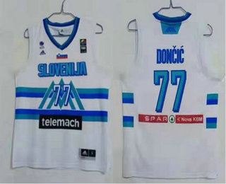 Men's Slovenija Telemach #77 Doncic Luka White Tokyo Olympics Swingman Jersey