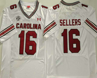 Men's South Carolina Gamecocks #16 LaNorris Sellers White College Football Jersey