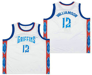 Men's Spartanburg Day School Griffins #12 Zion Williamson White Basketball Jersey