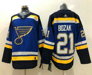 Men's St. Louis Blues #21 Tyler Bozak Blue 2017-2018 Hockey Adidas Stitched NHL Jersey