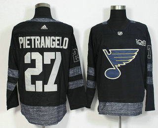 Men's St. Louis Blues #27 Alex Pietrangelo Black 100th Anniversary Adidas Stitched NHL 2017 Hockey Jersey