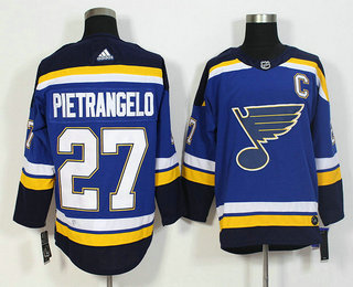 Men's St. Louis Blues #27 Alex Pietrangelo Blue With C Patch 2017-2018 Hockey Adidas Stitched NHL Jersey