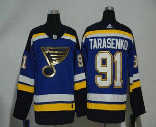 Men's St. Louis Blues #91 Vladimir Tarasenko Blue With Handwork Sequin Fashion Team Logo Home 2017-2018 Hockey Adidas Stitched NHL Jersey