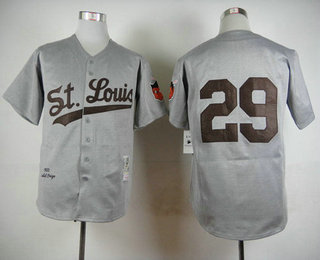 Men's St. Louis Browns #29 Satchel Paige Gray Road 1953 Throwback Stitched MLB Mitchell & Ness Jersey