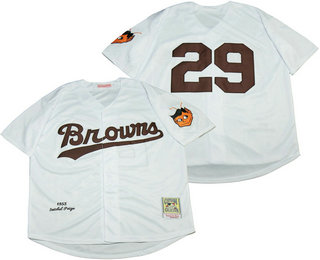 Men's St. Louis Browns #29 Satchel Paige White 1953 Mitchell & Ness Throwback Jersey