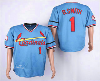 Men's St. Louis Cardinals #1 Ozzie Smith Blue 1982 Turn Back The Clock Jersey