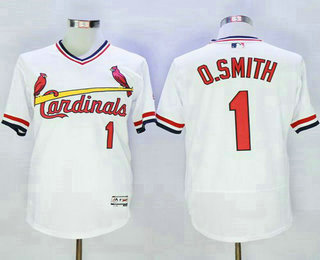 Men's St. Louis Cardinals #1 Ozzie Smith Cooperstown White 2016 Flexbase Majestic Baseball Jersey