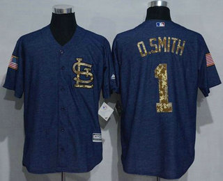 Men's St. Louis Cardinals #1 Ozzie Smith Denim Blue Salute to Service Stitched MLB Jersey