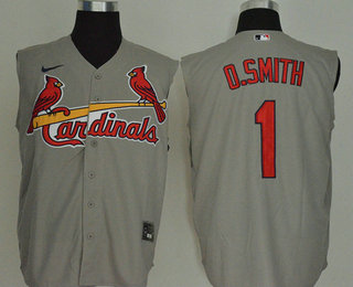 Men's St. Louis Cardinals #1 Ozzie Smith Gray 2020 Cool and Refreshing Sleeveless Fan Stitched MLB Nike Jersey