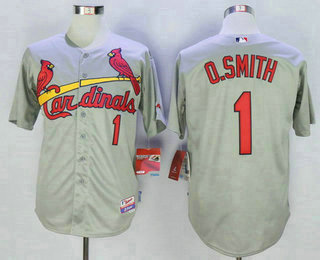 Men's St. Louis Cardinals #1 Ozzie Smith Gray Cream Cool Base Baseball Jersey