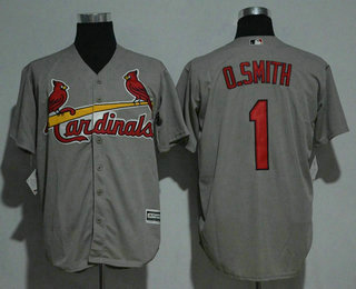 Men's St. Louis Cardinals #1 Ozzie Smith Gray Road Stitched MLB Majestic Cool Base Jersey