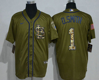 Men's St. Louis Cardinals #1 Ozzie Smith Green Salute To Service Stitched MLB Cool Base Nike Jersey