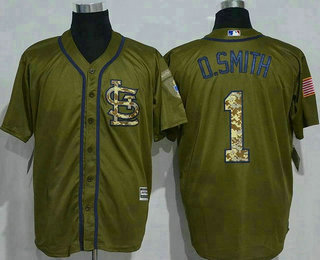 Men's St. Louis Cardinals #1 Ozzie Smith Green Salute to Service Jersey