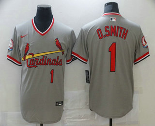 Men's St. Louis Cardinals #1 Ozzie Smith Grey Pullover Stitched MLB Cool Base Nike Jersey