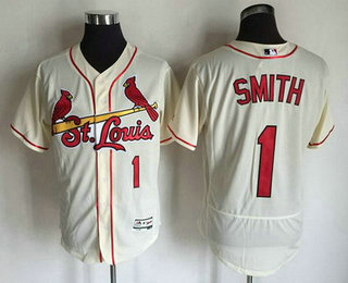 Men's St. Louis Cardinals #1 Ozzie Smith Retired Cream 2016 Flexbase Majestic Baseball Jersey