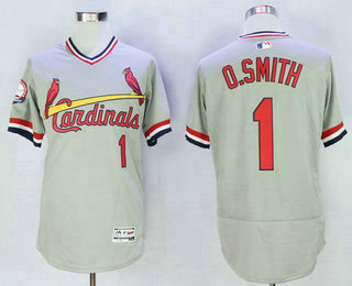 Men's St. Louis Cardinals #1 Ozzie Smith Retired Gray Road 2016 Flexbase Majestic Baseball Jersey