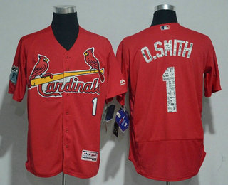 Men's St. Louis Cardinals #1 Ozzie Smith Retired Red 2017 Spring Training Stitched MLB Majestic Flex Base Jersey