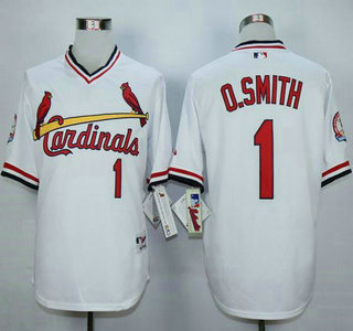 Men's St. Louis Cardinals #1 Ozzie Smith White 1982 Turn Back The Clock Jersey