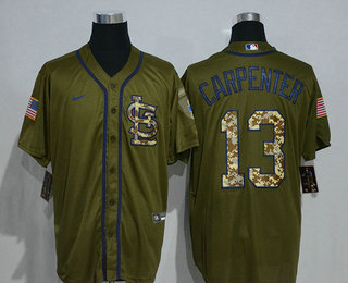 Men's St. Louis Cardinals #13 Matt Carpenter Green Salute To Service Stitched MLB Cool Base Nike Jersey