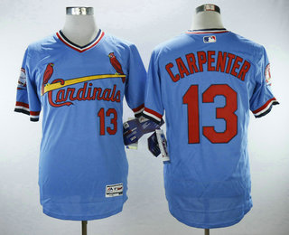 Men's St. Louis Cardinals #13 Matt Carpenter Light Blue Pullover Stitched MLB Flex Base Jersey