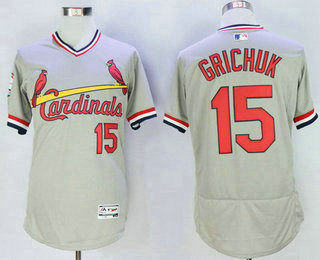 Men's St. Louis Cardinals #15 Randal Grichuk Retired Gray Pullover 2016 Flexbase Majestic Baseball Jersey