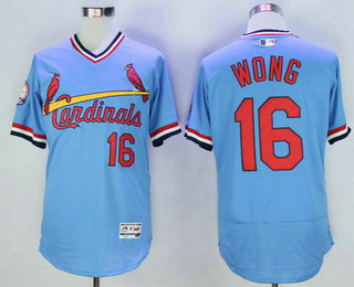 Men's St. Louis Cardinals #16 Kolten Wong Light Blue Pullover 2016 Flexbase Majestic Baseball Jersey