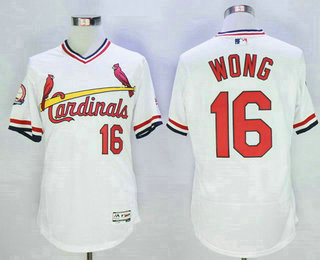 Men's St. Louis Cardinals #16 Kolten Wong White Pullover 2016 Flexbase Majestic Baseball Jersey