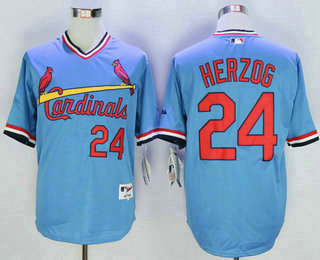 Men's St. Louis Cardinals #24 Whitey Herzog Retired Light Blue Pullover Baseball Jersey