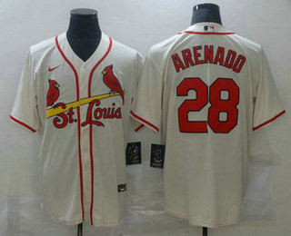 Men's St. Louis Cardinals #28 Nolan Arenado Cream Stitched MLB Cool Base Nike Jersey