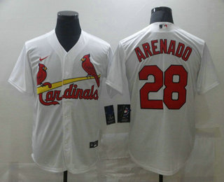 Men's St. Louis Cardinals #28 Nolan Arenado White Stitched MLB Cool Base Nike Jersey