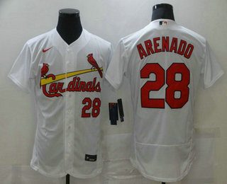 Men's St. Louis Cardinals #28 Nolan Arenado White Stitched MLB Flex Base Nike Jersey