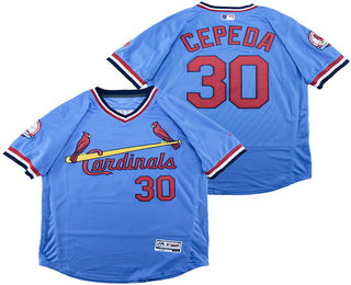 Men's St. Louis Cardinals #30 Orlando Cepeda Light Blue Pullover Stitched MLB Flex Base Jersey