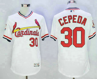 Men's St. Louis Cardinals #30 Orlando Cepeda Retired White Pullover 2016 Flexbase Majestic Baseball Jersey