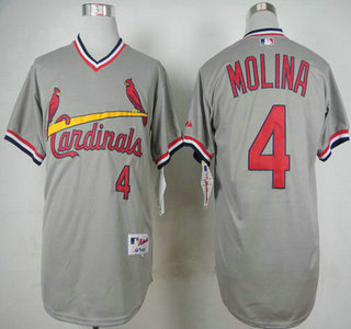 Men's St. Louis Cardinals #4 Yadier Molina 1978 Gray Pullover Jersey