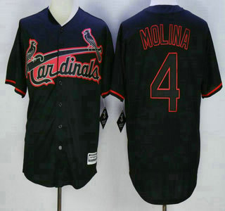 Men's St. Louis Cardinals #4 Yadier Molina 2016 Black Fashionable Cool Base Jersey