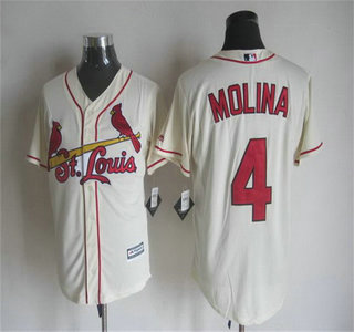 Men's St. Louis Cardinals #4 Yadier Molina Alternate Cream 2015 MLB Cool Base Jersey