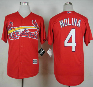 Men's St. Louis Cardinals #4 Yadier Molina Red 2015 MLB Cool Base Jersey