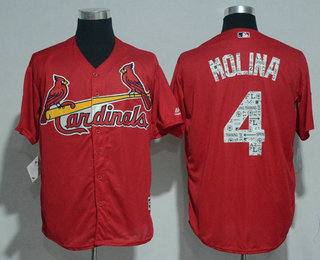 Men's St. Louis Cardinals #4 Yadier Molina Red 2017 Spring Training Stitched MLB Majestic Cool Base Jersey