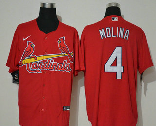 Men's St. Louis Cardinals #4 Yadier Molina Red Stitched MLB Cool Base Nike Jersey