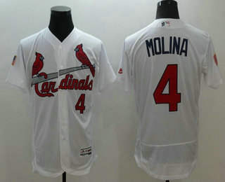 Men's St. Louis Cardinals #4 Yadier Molina White Fashion Stars & Stripes 2016 Flexbase MLB Independence Day Jersey