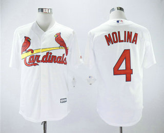 Men's St. Louis Cardinals #4 Yadier Molina White Home Stitched MLB Cool Base Jersey