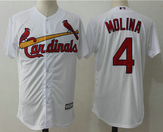 Men's St. Louis Cardinals #4 Yadier Molina White Home Stitched MLB Majestic Cool Base Jersey